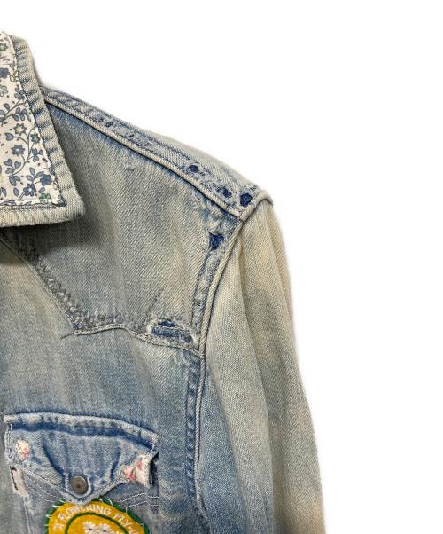 BLUE BLUE（ブルーブルー）BLUE BLUE (ブルーブルー) リメイクパッチデニムシャツ インディゴ サイズ:1の古着・服飾アイテム