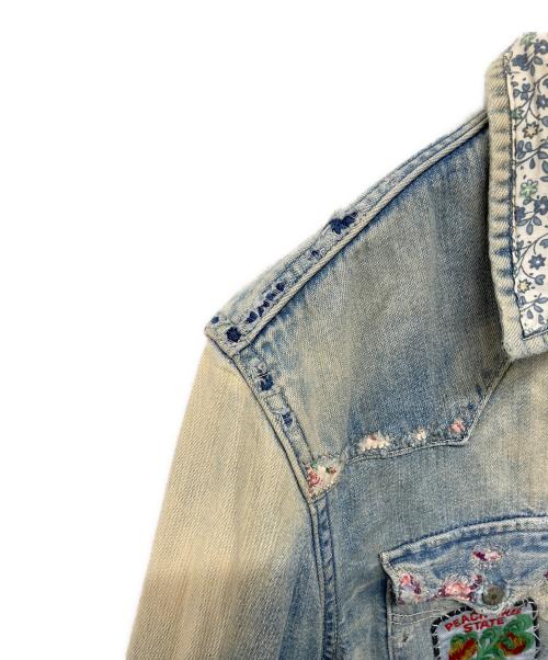 BLUE BLUE（ブルーブルー）BLUE BLUE (ブルーブルー) リメイクパッチデニムシャツ インディゴ サイズ:1の古着・服飾アイテム