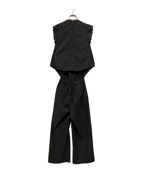 UNITED ARROWS（ユナイテッドアローズ）UNITED ARROWS (ユナイテッドアローズ) スカラップ フリル オールインワン パンツ はっ水 UVカット 防しわ ウォッシャブル‐ ブラック サイズ:36の古着・服飾アイテム