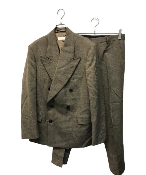 DRIES VAN NOTEN（ドリスヴァンノッテン）DRIES VAN NOTEN (ドリスヴァンノッテン) ウールコットン 3Bダブルジャケット セットアップ ブラウン サイズ:SIZE 46の古着・服飾アイテム