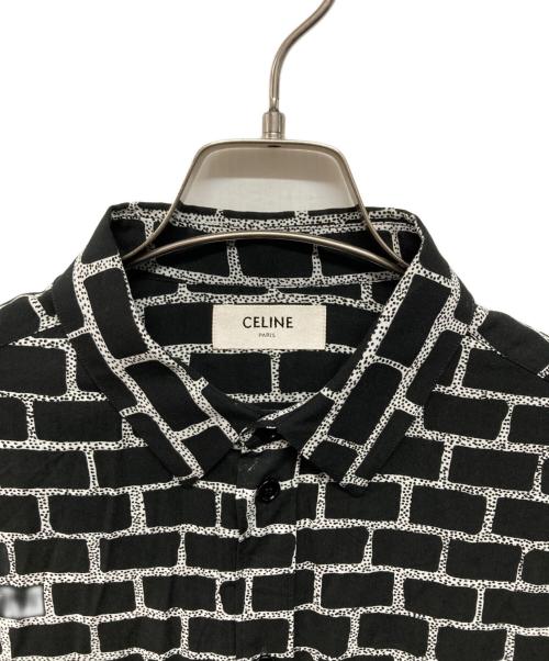 CELINE（セリーヌ）CELINE (セリーヌ) 総柄レーヨンシャツ セリーヌバイエディスリマン（CELINE by Hedi Slimane）　エディ期　ヴィスコース ブラック サイズ:39の古着・服飾アイテム