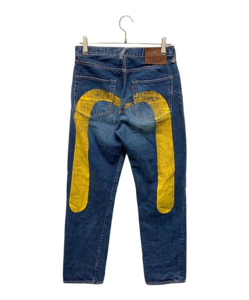 EVISU（エヴィス）EVISU (エヴィス) 塩谷ブラザーズ 大黒 カモメペイント デニムパンツ インディゴ×イエロー サイズ:SIZE 30の古着・服飾アイテム