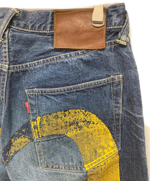 EVISU（エヴィス）EVISU (エヴィス) 塩谷ブラザーズ 大黒 カモメペイント デニムパンツ インディゴ×イエロー サイズ:SIZE 30の古着・服飾アイテム