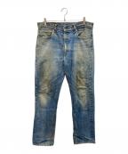 LEVI'Sリーバイス）の古着「66後期505デニムパンツ クラッシュデニム 70s  ヒゲ　フェード　グランジ」｜インディゴ