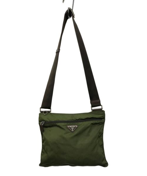 PRADA（プラダ）PRADA (プラダ) 三角プレートナイロンショルダーバッグ グリーンの古着・服飾アイテム