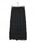 ENFOLDエンフォルド）の古着「TIERED-PLEATS SKIRT（ティアード プリーツ スカート） ロングスカート」｜ブラック