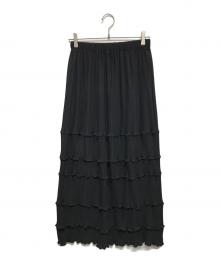 ENFOLD（エンフォルド）の古着「TIERED-PLEATS SKIRT（ティアード プリーツ スカート） ロングスカート」｜ブラック