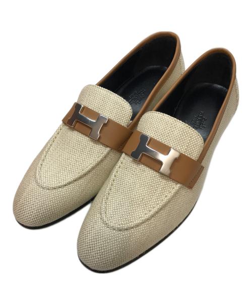 HERMES（エルメス）HERMES (エルメス) パリ キャンバス ローファー ベージュ サイズ:37.5の古着・服飾アイテム