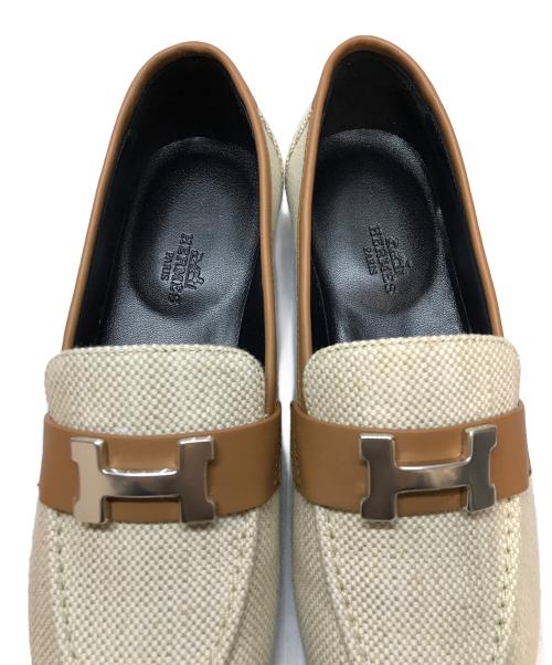 HERMES（エルメス）HERMES (エルメス) パリ キャンバス ローファー ベージュ サイズ:37.5の古着・服飾アイテム
