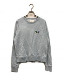 maison kitsune（メゾンキツネ）の古着「ダブル モノクローム フォックスヘッド アジャステッド スウェットシャツ」｜ブルー