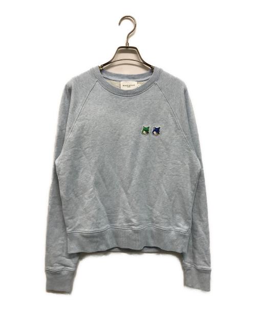 maison kitsune（メゾンキツネ）maison kitsune (メゾンキツネ) ダブル モノクローム フォックスヘッド アジャステッド スウェットシャツ ブルー サイズ:Sの古着・服飾アイテム