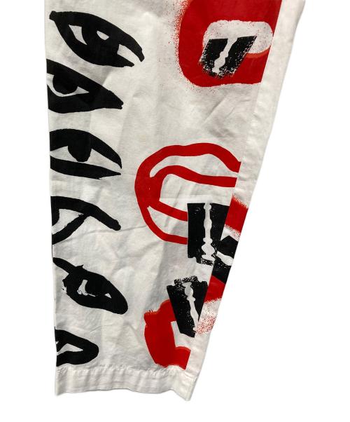 COMME des GARCONS（コムデギャルソン）COMME des GARCONS (コムデギャルソン) コットン顔料目玉ペイントパンツ 2000年代 初期タグ ホワイト×ブラック×レッド サイズ:Mの古着・服飾アイテム