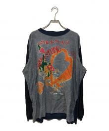 45R（フォーティファイブ・アール）の古着「ガーゼ×超ガーゼのTシャツ 日本製」｜グレー×ネイビー