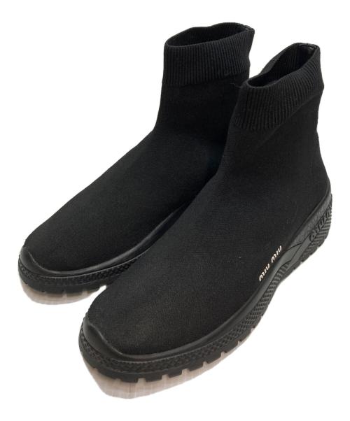 MIU MIU（ミュウミュウ）MIU MIU (ミュウミュウ) ソックススニーカー イタリア製 モード ブラック サイズ:SIZE 36 1/2の古着・服飾アイテム