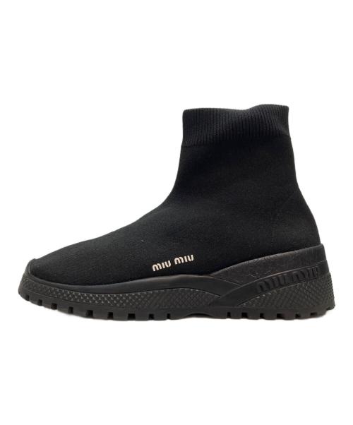MIU MIU（ミュウミュウ）MIU MIU (ミュウミュウ) ソックススニーカー イタリア製 モード ブラック サイズ:SIZE 36 1/2の古着・服飾アイテム
