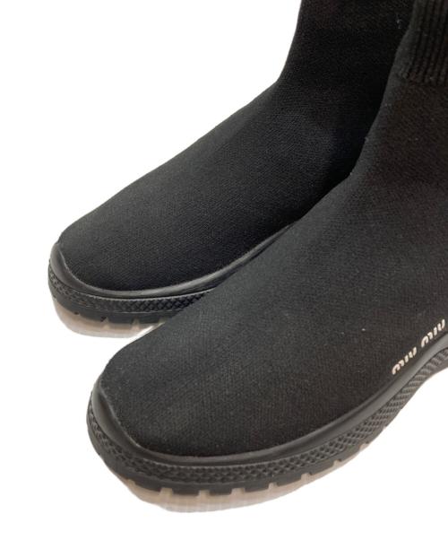 MIU MIU（ミュウミュウ）MIU MIU (ミュウミュウ) ソックススニーカー イタリア製 モード ブラック サイズ:SIZE 36 1/2の古着・服飾アイテム