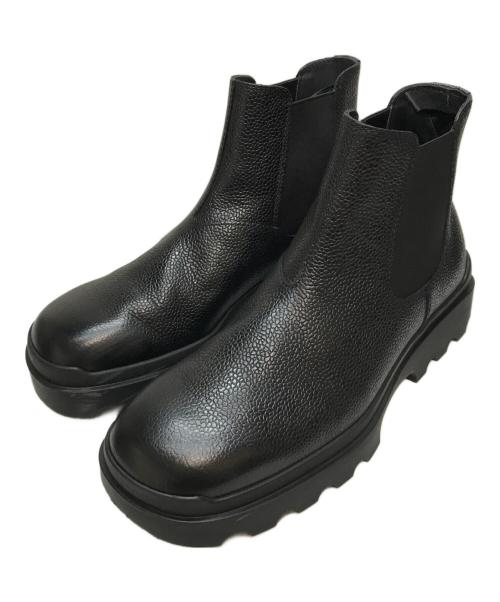 PRADA（プラダ）PRADA (プラダ) Stamped Leather Boots(スタンプド レザー ブーツ) サイドゴアブーツ イタリア製 ブラック サイズ:SIZE 7の古着・服飾アイテム