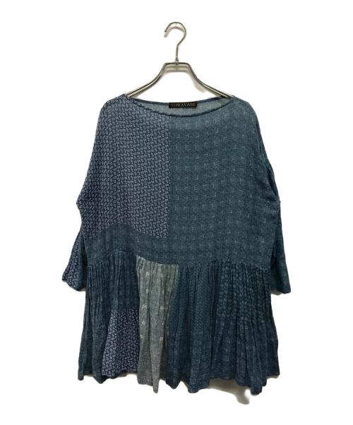 TOWAVASE（トワヴァーズ）TOWAVASE (トワヴァーズ) グレーのコットンガーゼチュニック 日本製 ブルー サイズ:Freeの古着・服飾アイテム