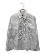 tricot COMME des GARCONSトリココムデギャルソン）の古着「フリルストライプシャツ ドメス 日本製」｜ブルー