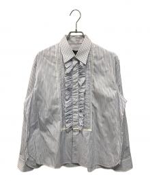 tricot COMME des GARCONS（トリココムデギャルソン）の古着「フリルストライプシャツ ドメス 日本製」｜ブルー