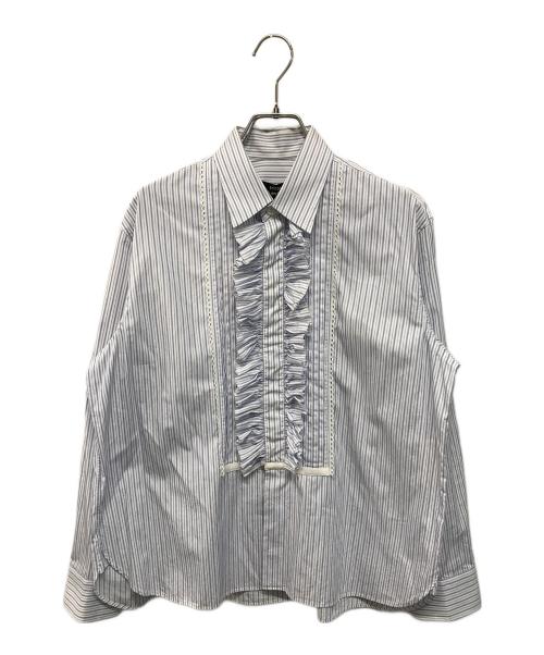 tricot COMME des GARCONS（トリココムデギャルソン）tricot COMME des GARCONS (トリココムデギャルソン) フリルストライプシャツ ドメス 日本製 ブルー サイズ:Mの古着・服飾アイテム