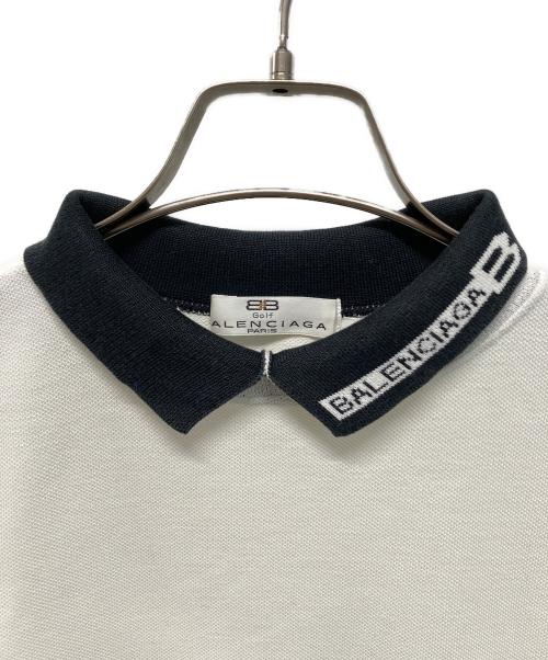 BALENCIAGA（バレンシアガ）BALENCIAGA (バレンシアガ) 襟ロゴバイカラーカットソー 日本製 ブラウン サイズ:Mの古着・服飾アイテム