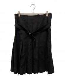 BLACK COMME des GARCONS（ブラックコムデギャルソン）の古着「ベルトプリーツスカート ドメス モード 日本製」｜ブラック