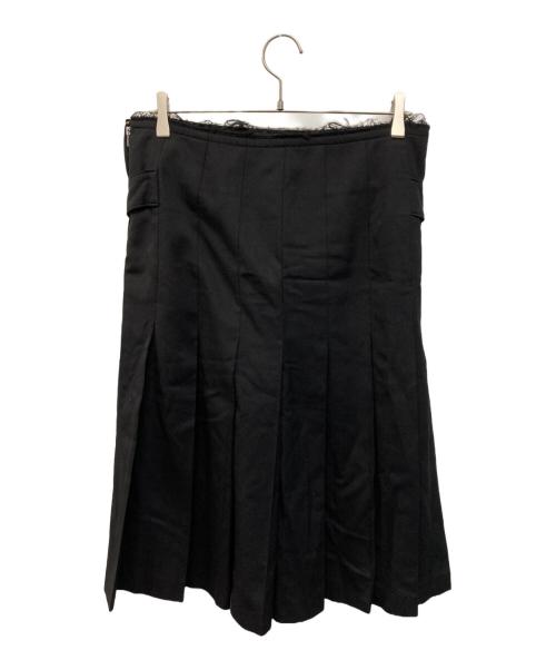 BLACK COMME des GARCONS（ブラックコムデギャルソン）BLACK COMME des GARCONS (ブラックコムデギャルソン) ベルトプリーツスカート ドメス モード 日本製 ブラック サイズ:Mの古着・服飾アイテム