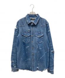 AMIRI（アミリ）の古着「クラッシュ加工デニムシャツ」｜インディゴ