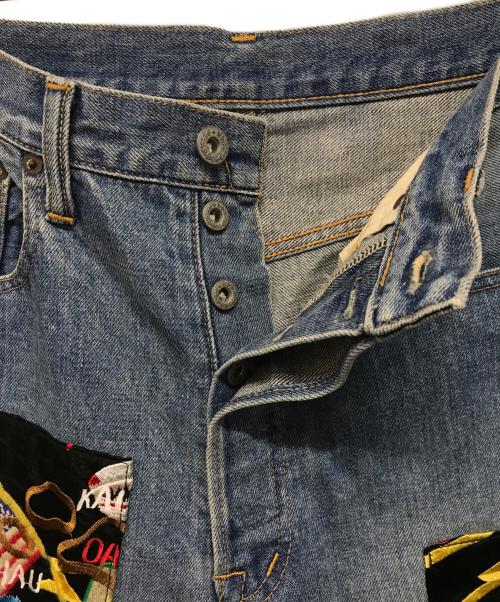 doublet（ダブレット）doublet (ダブレット) CUSTOMIZED DENIM PANT/カスタマイズドデニムパンツ　パッチワーク　ドメスティックブランド　刺繍 ブルー サイズ:SIZE Sの古着・服飾アイテム