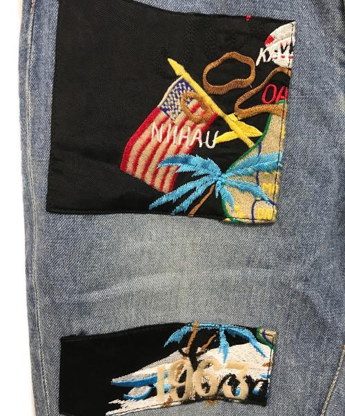 doublet（ダブレット）doublet (ダブレット) CUSTOMIZED DENIM PANT/カスタマイズドデニムパンツ　パッチワーク　ドメスティックブランド　刺繍 ブルー サイズ:SIZE Sの古着・服飾アイテム
