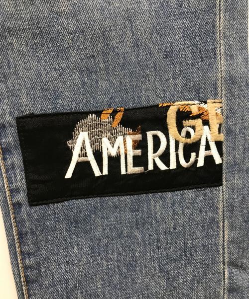 doublet（ダブレット）doublet (ダブレット) CUSTOMIZED DENIM PANT/カスタマイズドデニムパンツ　パッチワーク　ドメスティックブランド　刺繍 ブルー サイズ:SIZE Sの古着・服飾アイテム
