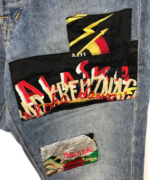 doublet（ダブレット）doublet (ダブレット) CUSTOMIZED DENIM PANT/カスタマイズドデニムパンツ　パッチワーク　ドメスティックブランド　刺繍 ブルー サイズ:SIZE Sの古着・服飾アイテム