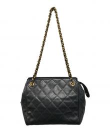 CHANEL（シャネル）の古着「キャビアスキン マトラッセ チェーンショルダーバッグ」｜ブラック