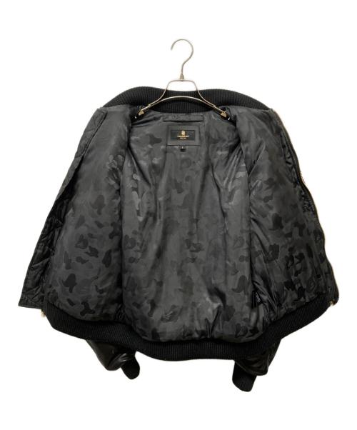 A BATHING APE BLACK（ア ベイシング エイプ）A BATHING APE BLACK (ア ベイシング エイプ) 18SS FAUX FUR Shark MA-1 フェイクファー シャーク フライトジャケット ブラック サイズ:SIZE Sの古着・服飾アイテム
