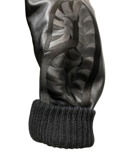 A BATHING APE BLACK（ア ベイシング エイプ）A BATHING APE BLACK (ア ベイシング エイプ) 18SS FAUX FUR Shark MA-1 フェイクファー シャーク フライトジャケット ブラック サイズ:SIZE Sの古着・服飾アイテム