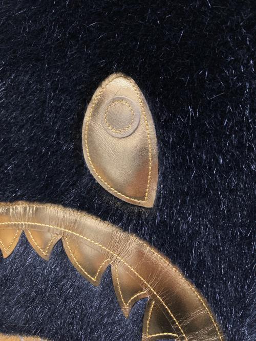 A BATHING APE BLACK（ア ベイシング エイプ）A BATHING APE BLACK (ア ベイシング エイプ) 18SS FAUX FUR Shark MA-1 フェイクファー シャーク フライトジャケット ブラック サイズ:SIZE Sの古着・服飾アイテム