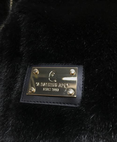 A BATHING APE BLACK（ア ベイシング エイプ）A BATHING APE BLACK (ア ベイシング エイプ) 18SS FAUX FUR Shark MA-1 フェイクファー シャーク フライトジャケット ブラック サイズ:Lの古着・服飾アイテム