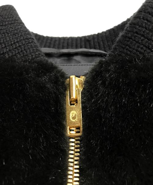 A BATHING APE BLACK（ア ベイシング エイプ）A BATHING APE BLACK (ア ベイシング エイプ) 18SS FAUX FUR Shark MA-1 フェイクファー シャーク フライトジャケット ブラック サイズ:Lの古着・服飾アイテム