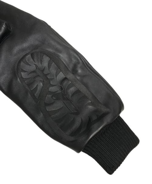A BATHING APE BLACK（ア ベイシング エイプ）A BATHING APE BLACK (ア ベイシング エイプ) 18SS FAUX FUR Shark MA-1 フェイクファー シャーク フライトジャケット ブラック サイズ:Lの古着・服飾アイテム
