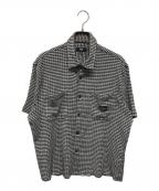 stussyステューシー）の古着「CRINKLED CHECK SS SHIRT(クリンクル チェック エスエス シャツ)」｜ブラック×ホワイト