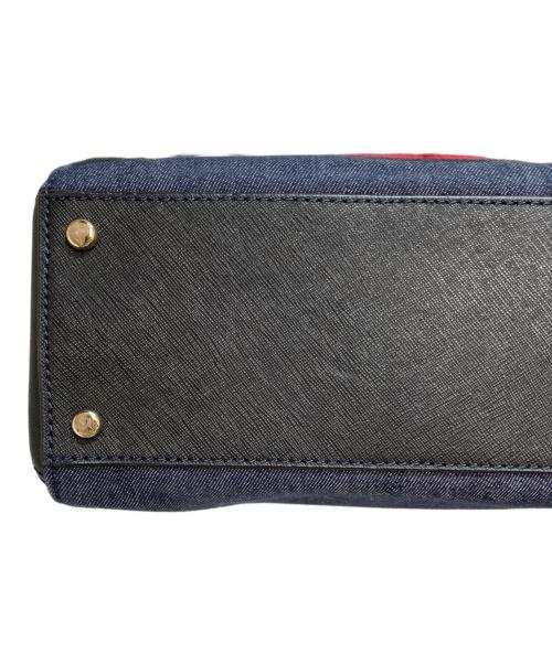 Kate Spade（ケイトスペード）Kate Spade (ケイトスペード) フラワー刺繍デニムハンドバッグ インディゴ×レッドの古着・服飾アイテム