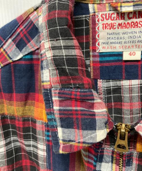 SUGAR CANE（シュガーケーン）SUGAR CANE (シュガーケーン) パッチワークマドラスチェックコットンスポーツジャケット レッド サイズ:40の古着・服飾アイテム