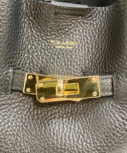 VIOLAd'ORO（ヴィオラドーロ）VIOLAd'ORO (ヴィオラドーロ) TRERO 2WAYレザートートバッグ ブラックの古着・服飾アイテム