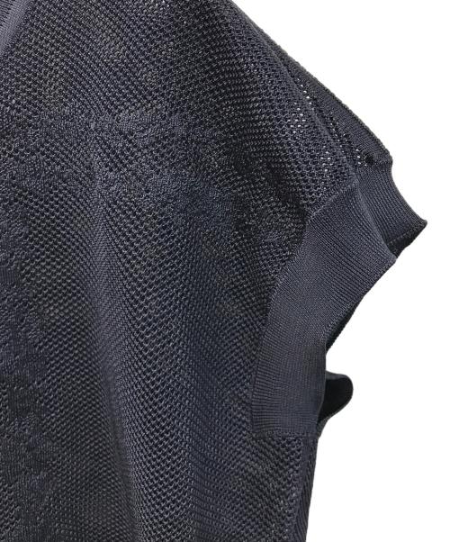 HERMES（エルメス）HERMES (エルメス) シルク半袖ニット　刺繍デザイン ネイビー サイズ:SIZE 40の古着・服飾アイテム