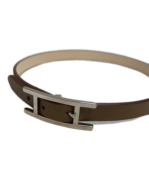HERMES（エルメス）HERMES (エルメス) ビーアピ リバーシブルブレスレッド レザー ベージュの古着・服飾アイテム