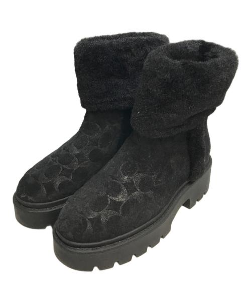 COACH（コーチ）COACH (コーチ) チャンキー シェルパ ブーティ・シグネチャー スエード ブラック サイズ:SIZE 22.5cmの古着・服飾アイテム