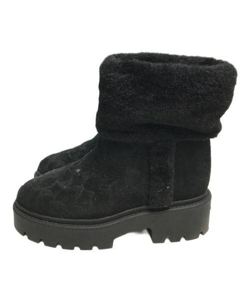 COACH（コーチ）COACH (コーチ) チャンキー シェルパ ブーティ・シグネチャー スエード ブラック サイズ:SIZE 22.5cmの古着・服飾アイテム