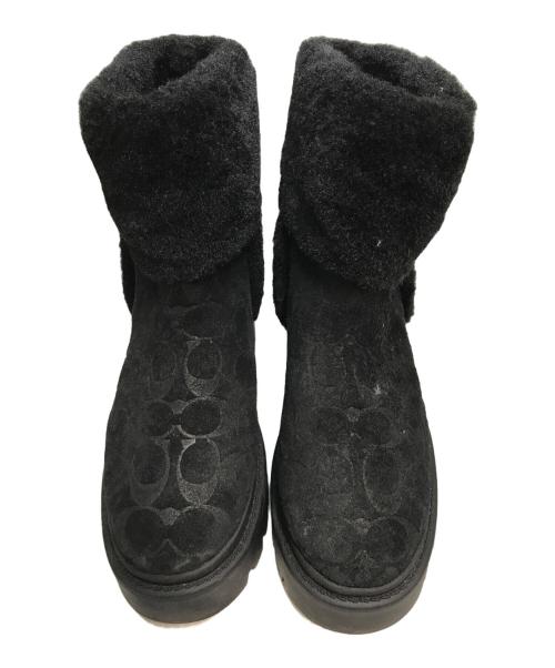COACH（コーチ）COACH (コーチ) チャンキー シェルパ ブーティ・シグネチャー スエード ブラック サイズ:SIZE 22.5cmの古着・服飾アイテム