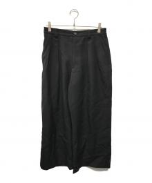 MAISON SPECIAL（メゾンスペシャル）の古着「Chambray Washable Wool Prime-Wide Two Tuck Wide Pants（シャンブレー ウォッシャブル ウール プライムワイド ツータック ワイドパンツ）」｜ブラック